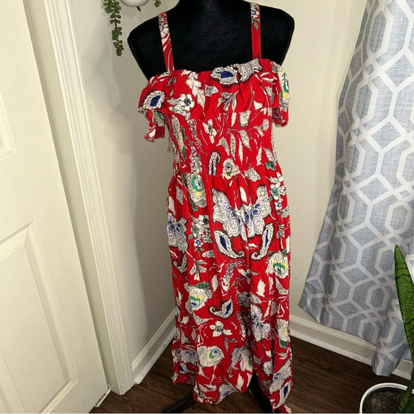 B.O.G Collective Jumpsuit XL‎ Red Floral Wide Leg - Picture 1 of 8